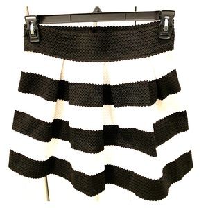 Black and White mini flared skirt